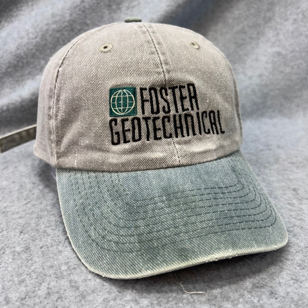 Foster Geotechnical Mens Khaki Green Toppers Hat Embroidered Strapback OSFM